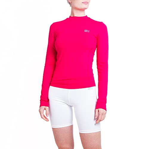 Sportkind Mädchen & Damen Sport Langarm Funktionsshirt mit Daumenloch, Laufshirt, UV-Schutz, atmungsaktiv, pink, Gr. L von Sportkind