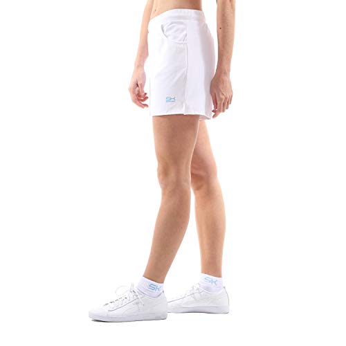 Sportkind Mädchen & Damen Tennis, Fitness, Bermuda Shorts mit Taschen, atmungsaktiv, UV-Schutz, Weiss, Gr. 152 von Sportkind