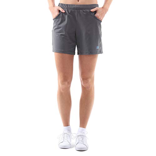 Sportkind Mädchen & Damen Tennis, Fitness, Bermuda Shorts mit Taschen, atmungsaktiv, UV-Schutz, grau, Gr. M von Sportkind