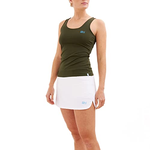 Sportkind Mädchen & Damen Tennis, Fitness, Running Tanktop, atmungsaktiv, UV-Schutz UPF 50+, Khaki, Gr. M von Sportkind