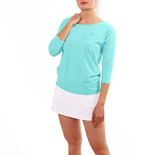 Sportkind Mädchen & Damen Tennis, Fitness, Sport 3/4 Langarm Shirt Loose Fit, atmungsaktiv, UV-Schutz UPF 50+, Mint, Gr. S von Sportkind