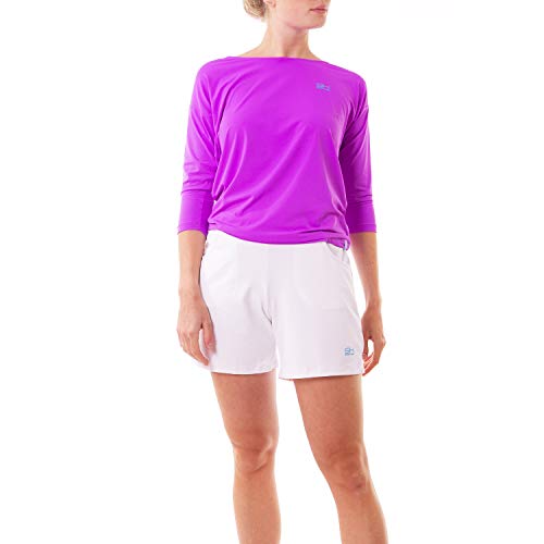 Sportkind Mädchen & Damen Tennis, Fitness, Sport 3/4 Langarm Shirt Loose Fit, atmungsaktiv, UV-Schutz UPF 50+, lila, Gr. XXXL von Sportkind