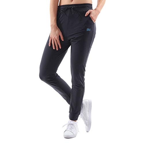 Sportkind Mädchen & Damen Tennis, Fitness, Sport Jogginghose lang mit Taschen, atmungsaktiv, Navy blau, Gr. 164 von Sportkind