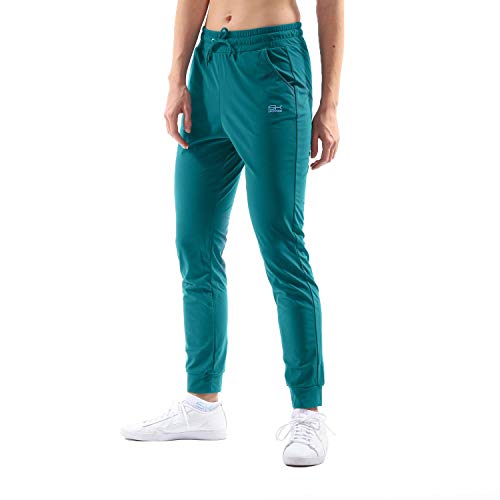 Sportkind Mädchen & Damen Tennis, Fitness, Sport Jogginghose lang mit Taschen, atmungsaktiv, Petrol grün, Gr. XL von Sportkind