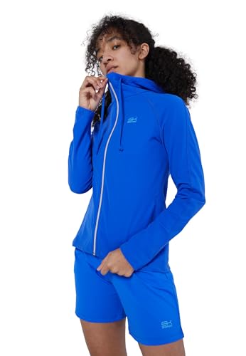 Sportkind Mädchen & Damen Tennis, Fitness, Sport Joggingjacke mit Kapuze & RV-Tasche, atmungsaktiv, kobaltblau, Gr. XL von Sportkind