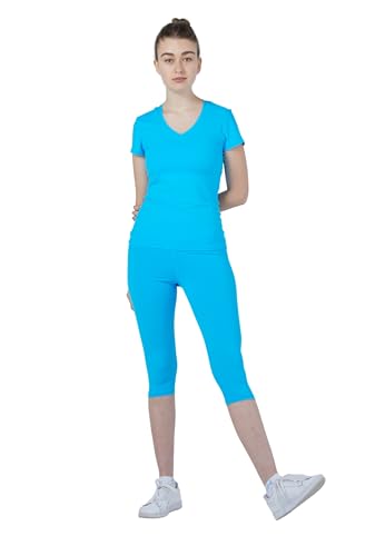 Sportkind Mädchen & Damen Tennis, Fitness, Sport T-Shirt, Kurzarm, V-Ausschnitt, UV-Schutz UPF 50+, atmungsaktiv, türkis, Gr. L Sportkind Mädchen & Damen Tennis, Fitness, Sport T-Shirt, Kurzarm, V-Ausschnitt, UV-Schutz UPF 50+, atmungsaktiv, türkis, Gr. L von Sportkind