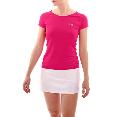 Sportkind Mädchen & Damen Tennis, Fitness, Sport T-Shirt, Rundhals, UV-Schutz UPF 50+, atmungskativ, Kurzarm, pink, Gr. XXL von Sportkind