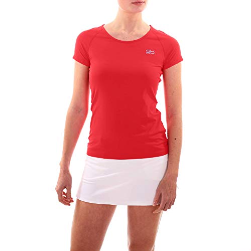 Sportkind Mädchen & Damen Tennis, Fitness, Sport T-Shirt, Rundhals, UV-Schutz UPF 50+, atmungskativ, Kurzarm, rot, Gr. 134 von Sportkind