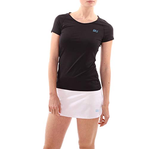 Sportkind Mädchen & Damen Tennis, Fitness, Sport T-Shirt, Rundhals, UV-Schutz UPF 50+, atmungskativ, Kurzarm, schwarz, Gr. 152 von Sportkind