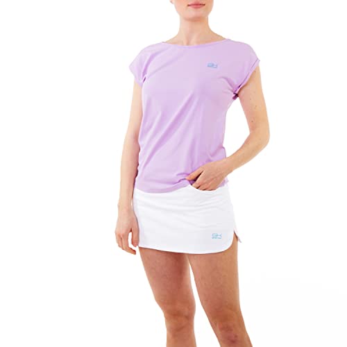 Sportkind Mädchen & Damen Tennis, Fitness, Sport T-Shirt Loose Fit, atmungsaktiv, UV-Schutz UPF 50+, Kurzarm, Flieder, Gr. S von Sportkind