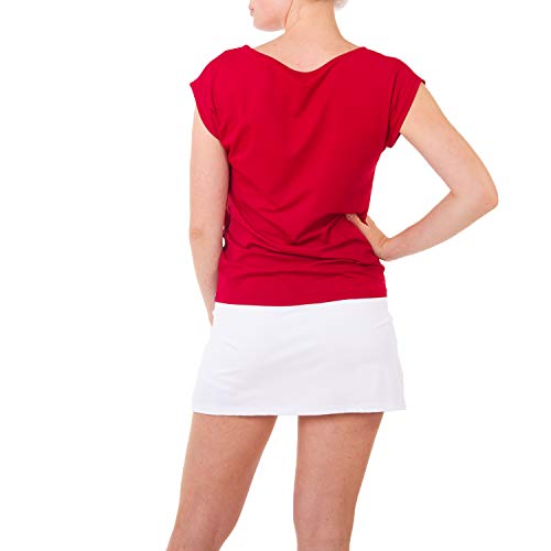 Sportkind Mädchen & Damen Tennis, Fitness, Sport T-Shirt Loose Fit, atmungsaktiv, UV-Schutz UPF 50+, Kurzarm, Bordeaux rot, Gr. 122 von Sportkind
