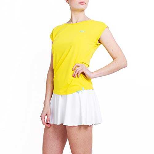 Sportkind Mädchen & Damen Tennis, Fitness, Sport T-Shirt Loose Fit, atmungsaktiv, UV-Schutz UPF 50+, Kurzarm, gelb, Gr. XXL von Sportkind