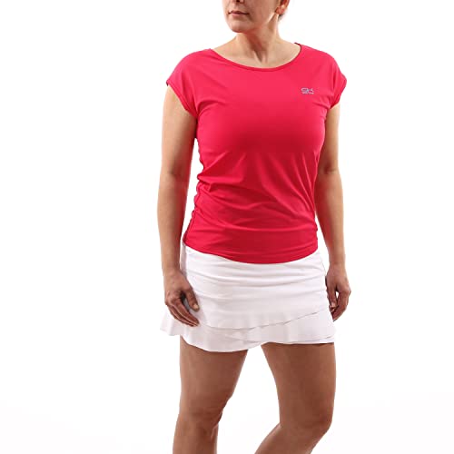 Sportkind Mädchen & Damen Tennis, Fitness, Sport T-Shirt Loose Fit, atmungsaktiv, UV-Schutz UPF 50+, Kurzarm, pink, Gr. L von Sportkind