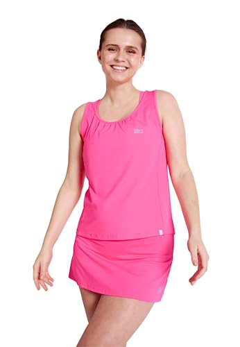 Sportkind Mädchen & Damen Tennis, Fitness, Sport Tanktop Loose Fit, atmungsaktiv, UV-Schutz UPF 50+, Hibiscus pink, Gr. XXL von Sportkind