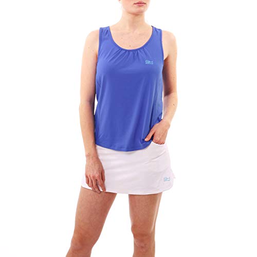 Sportkind Mädchen & Damen Tennis, Fitness, Sport Tanktop Loose Fit, atmungsaktiv, UV-Schutz UPF 50+, Kornblumen blau, Gr. XL von Sportkind