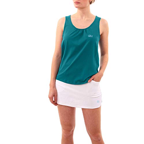 Sportkind Mädchen & Damen Tennis, Fitness, Sport Tanktop Loose Fit, atmungsaktiv, UV-Schutz UPF 50+, Petrol grün, Gr. L von Sportkind