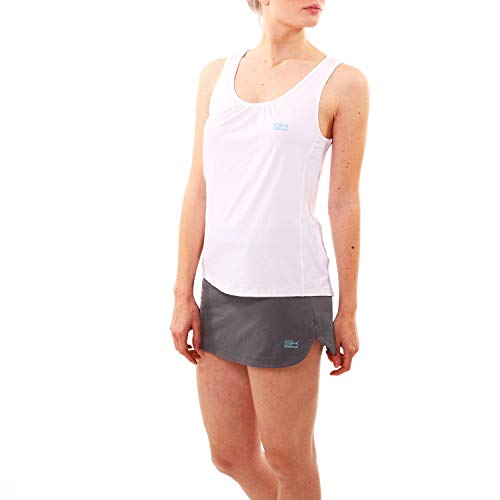 Sportkind Mädchen & Damen Tennis, Fitness, Sport Tanktop Loose Fit, atmungsaktiv, UV-Schutz UPF 50+, Weiss, Gr. M von Sportkind