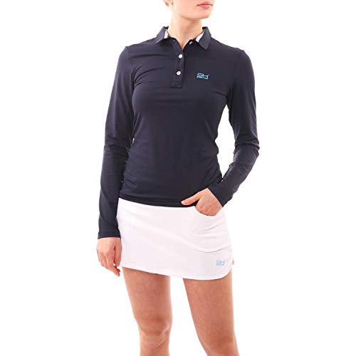 Sportkind Mädchen & Damen Tennis, Golf, Segeln, Funktions Poloshirt Langarm, UV-Schutz UPF 50+, atmungsaktiv, Navy blau, Gr. M von Sportkind