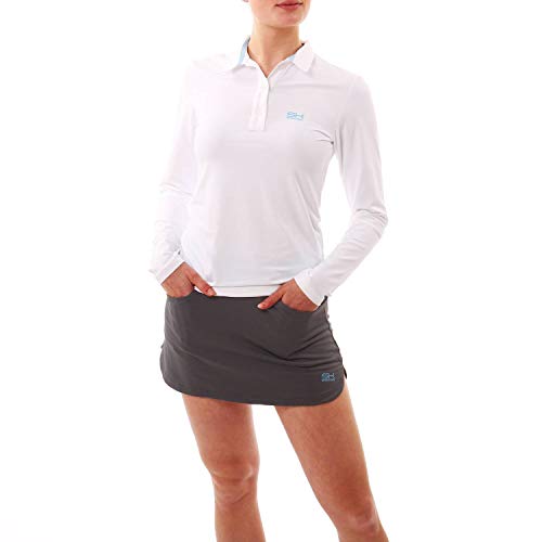 Sportkind Mädchen & Damen Tennis, Golf, Segeln, Funktions Poloshirt Langarm, UV-Schutz UPF 50+, atmungsaktiv, Weiss, Gr. 152 von Sportkind