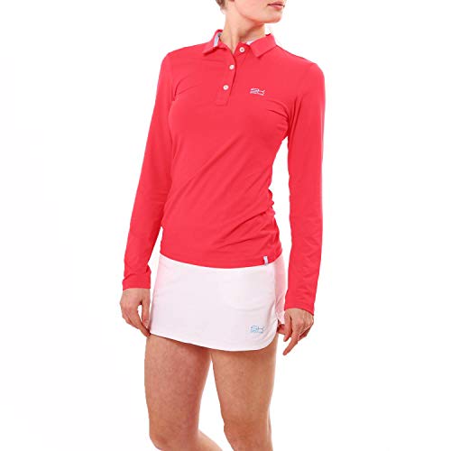 Sportkind Mädchen & Damen Tennis, Golf, Segeln, Funktions Poloshirt Langarm, UV-Schutz UPF 50+, atmungsaktiv, pfirsich, Gr. M von Sportkind