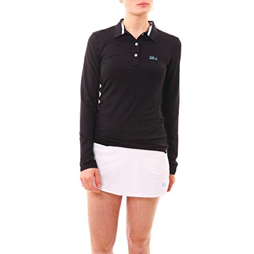 Sportkind Mädchen & Damen Tennis, Golf, Segeln, Funktions Poloshirt Langarm, UV-Schutz UPF 50+, atmungsaktiv, schwarz, Gr. XL von Sportkind