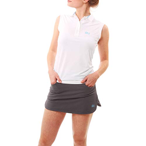 Sportkind Mädchen & Damen Tennis, Golf, Segeln, Funktions Poloshirt ärmellos, UV-Schutz UPF 50+, Weiss, Gr. S von Sportkind