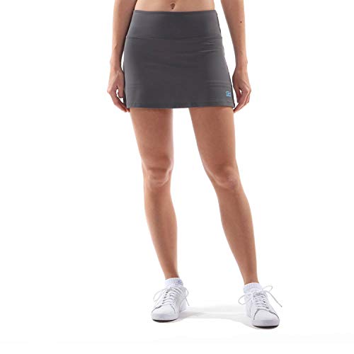 Sportkind Mädchen & Damen Tennis, Hockey, Golf Basic Skort, Rock mit Innenhose, UV-Schutz, atmungsaktiv, grau, Gr. S von Sportkind