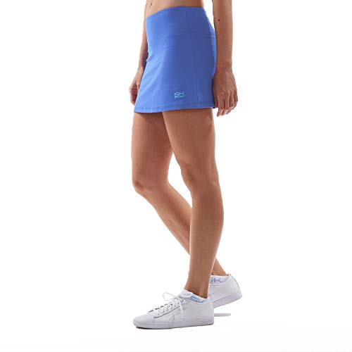 Sportkind Mädchen & Damen Tennis, Hockey, Golf Basic Skort, Rock mit Innenhose, atmungsaktiv, UV-Schutz, Kornblumen blau, Gr. 134 von Sportkind