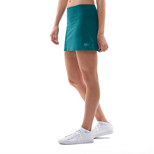 Sportkind Mädchen & Damen Tennis, Hockey, Golf Basic Skort, Rock mit Innenhose, atmungsaktiv, UV-Schutz, Petrol grün, Gr. 164 von Sportkind