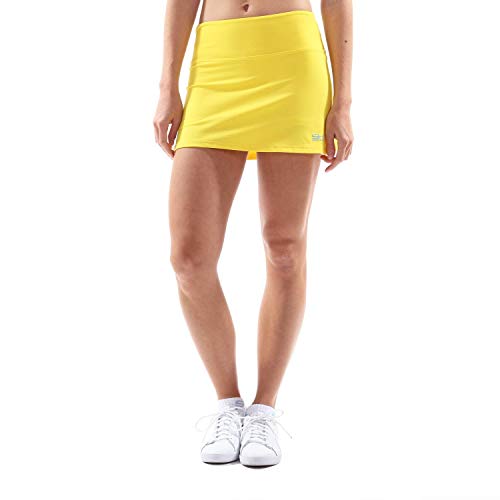 Sportkind Mädchen & Damen Tennis, Hockey, Golf Basic Skort, Rock mit Innenhose, atmungsaktiv, UV-Schutz, gelb, Gr. 128 von Sportkind