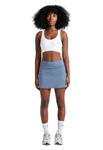 Sportkind Mädchen & Damen Tennis, Hockey, Golf Basic Skort, Rock mit Innenhose, atmungsaktiv, UV-Schutz, grau blau, Gr. 152 von Sportkind