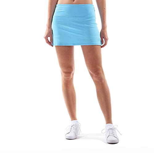 Sportkind Mädchen & Damen Tennis, Hockey, Golf Basic Skort, Rock mit Innenhose, atmungsaktiv, UV-Schutz, hellblau, Gr. L von Sportkind