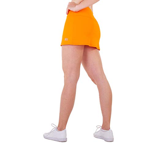 Sportkind Mädchen & Damen Tennis, Hockey, Golf Basic Skort, Rock mit Innenhose, atmungsaktiv, UV-Schutz, orange, Gr. S von Sportkind