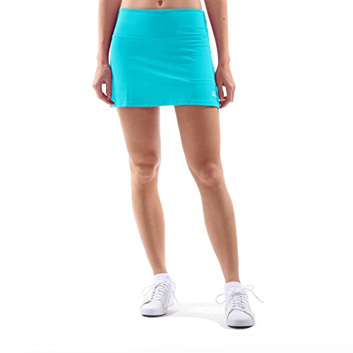 Sportkind Mädchen & Damen Tennis, Hockey, Golf Basic Skort, Rock mit Innenhose, atmungsaktiv, UV-Schutz, türkis, Gr. 128 von Sportkind