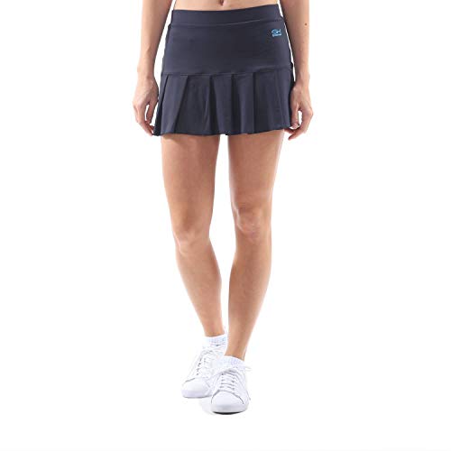 Sportkind Mädchen & Damen Tennis, Hockey, Golf Faltenrock mit Innenhose, atmungsaktiver Skort, UV-Schutz, Navy blau, Gr. 146 von Sportkind