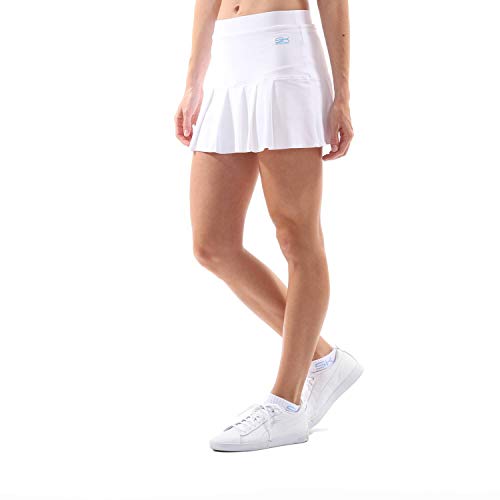 Sportkind Mädchen & Damen Tennis, Hockey, Golf Faltenrock mit Innenhose, atmungsaktiver Skort, UV-Schutz, Weiss, Gr. 140 von Sportkind