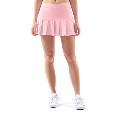 Sportkind Mädchen & Damen Tennis, Hockey, Golf Faltenrock mit Innenhose, atmungsaktiver Skort, UV-Schutz, Hellrosa, Gr. L von Sportkind