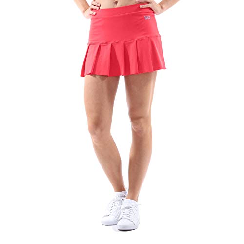 Sportkind Mädchen & Damen Tennis, Hockey, Golf Faltenrock mit Innenhose, atmungsaktiver Skort, UV-Schutz, pfirsich, Gr. XL von Sportkind