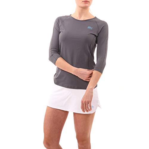 Sportkind Mädchen & Damen Tennis, Running, Sport 3/4 Langarmshirt mit Rundhalsausschnitt, UV-Schutz UPF 50+, atmungsaktiv, grau, Gr. 164 von Sportkind