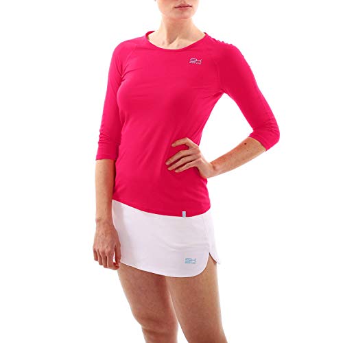 Sportkind Mädchen & Damen Tennis, Running, Sport 3/4 Langarmshirt mit Rundhalsausschnitt, UV-Schutz UPF 50+, atmungsaktiv, pink, Gr. M von Sportkind