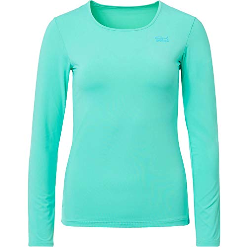 Sportkind Mädchen & Damen Tennis, Running, Sport Langarm Shirt mit Rundhalsausschnitt, UV-Schutz UPF 50+, atmungsaktiv, Mint, Gr. 140 von Sportkind