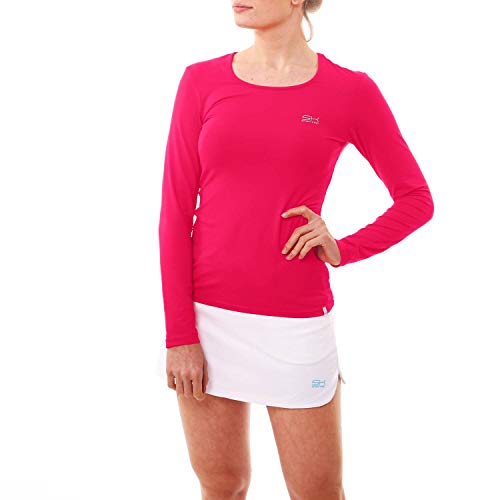 Sportkind Mädchen & Damen Tennis, Running, Sport Langarm Shirt mit Rundhalsausschnitt, UV-Schutz UPF 50+, atmungsaktiv, pink, Gr. M von Sportkind