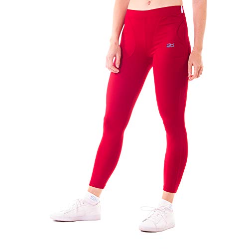 Sportkind Mädchen & Damen Tennis, Running Tights, Sport 7/8 Lange Leggings mit Taschen, Mid Waist, Blickdicht, atmungsaktiv, Bordeaux rot, Gr. 146 von Sportkind