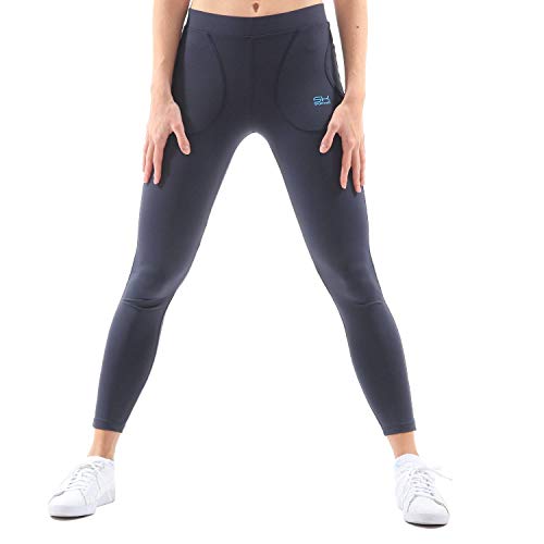 Sportkind Mädchen & Damen Tennis, Running Tights, Sport 7/8 Lange Leggings mit Taschen, Mid Waist, Blickdicht, atmungsaktiv, Navy blau, Gr. 146 von Sportkind