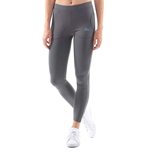 Sportkind Mädchen & Damen Tennis, Running Tights, Sport 7/8 Lange Leggings mit Taschen, Mid Waist, Blickdicht, atmungsaktiv, grau, Gr. 140 von Sportkind