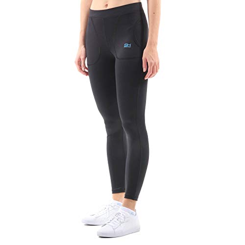 Sportkind Mädchen & Damen Tennis, Running Tights, Sport 7/8 Lange Leggings mit Taschen, Mid Waist, Blickdicht, atmungsaktiv, schwarz, Gr. 140 von Sportkind