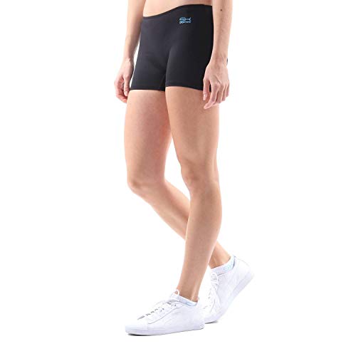 Sportkind Mädchen & Damen Kurze Sport Shorts, Turnhose, Gymnastikhose, Laufshorts, atmungsaktiv, schwarz, Gr. S von Sportkind