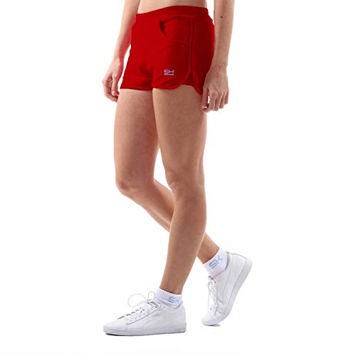 Sportkind Mädchen & Damen Tennis, Volleyball, Sport Shorts 2-in-1 mit Innenhose & Taschen, Bordeaux rot, Gr. 140 von Sportkind