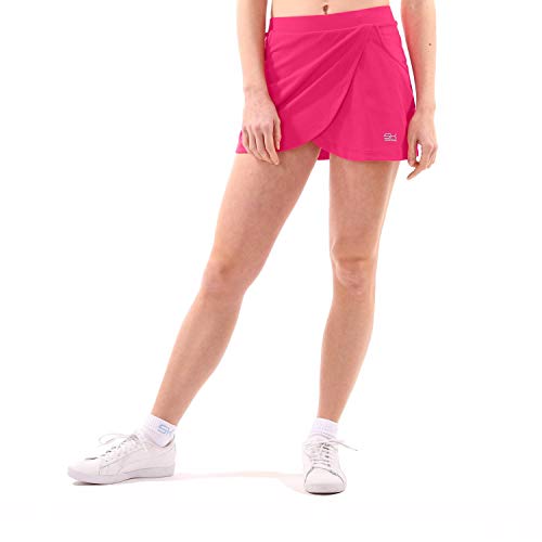 Sportkind Mädchen & Damen Tennis Skort mit Taschen in Wickeloptik, Hockey, Sport Rock mit Innenhose, atmungsaktiv, UV-Schutz, pink, Gr. XL von Sportkind