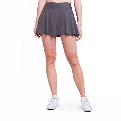 Sportkind Mädchen & Damen Tennisskort mit Ballgürtel, atmungsaktiver Sport Rock mit Innenhose, grau, Gr. 140 von Sportkind